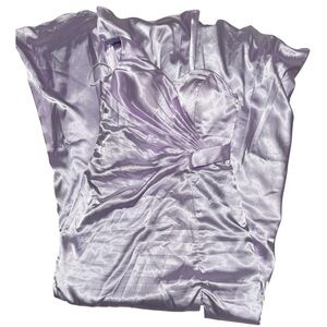 Lavender Satin One-Shoulder Formal Gown – Floor Length, Minor Flaws